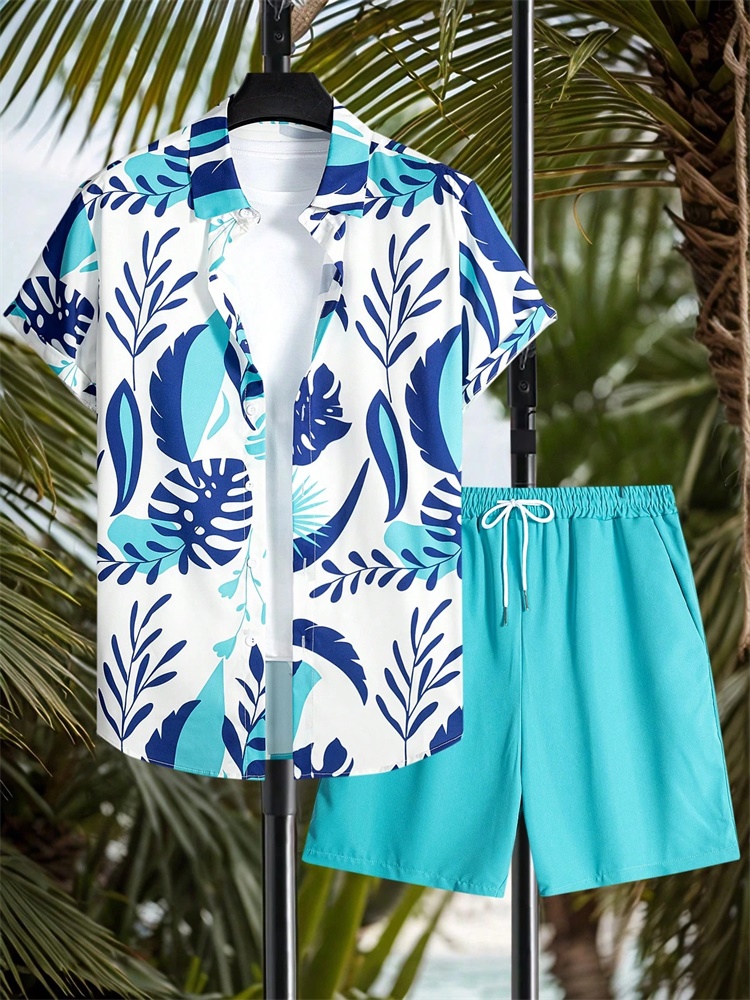 Men Fashion Upper - Men's Short-sleeved Shirt Set Artistic And