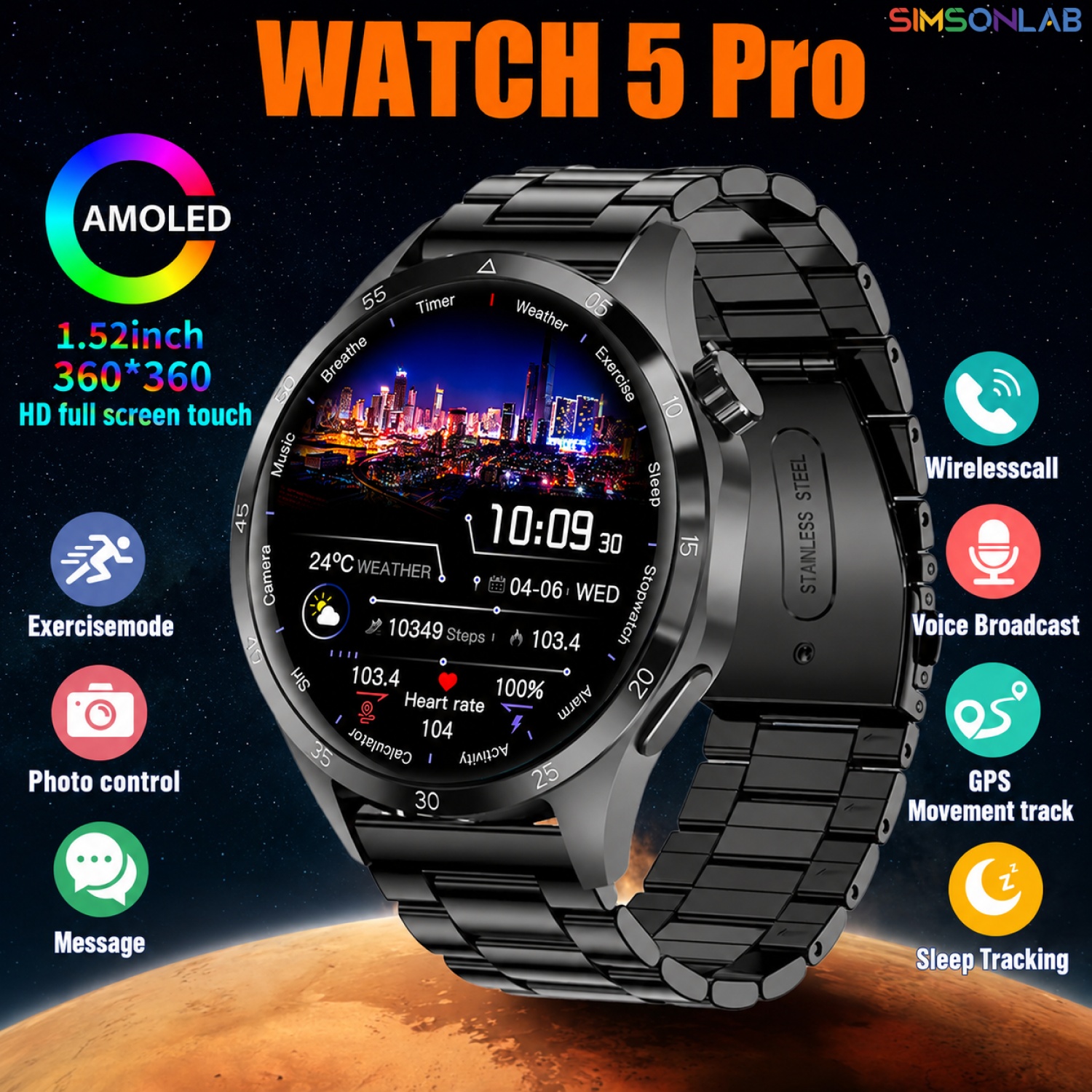 Men'S Fashion App - 2026 Watch 5 Pro GPS Track