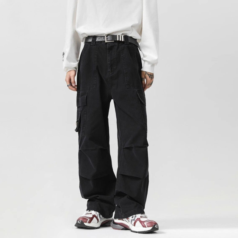 Solid Color Multipockets Baggy - Men Fashion Korean Style review and price