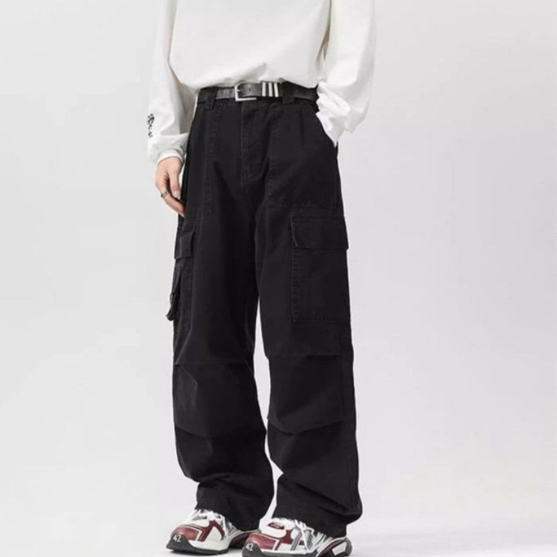 Solid Color Multipockets Baggy - Men Fashion Korean Style review and price