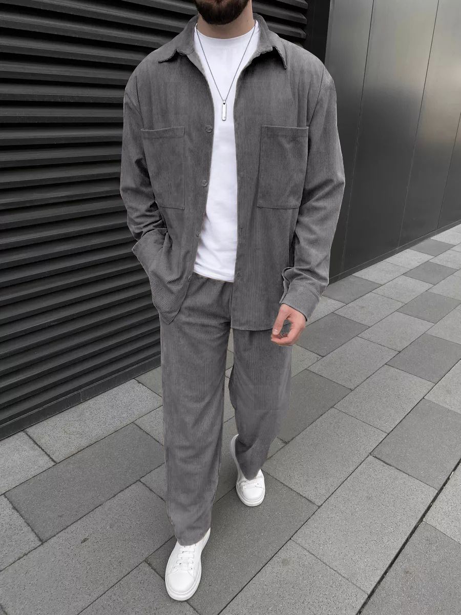 Men's corduroy two-piece outfi - Men Fashion Upper review and price