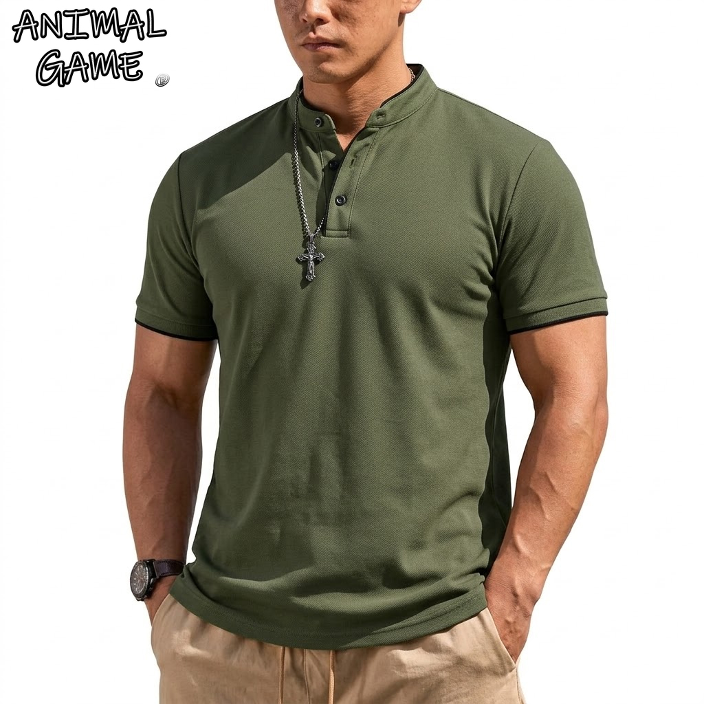 Summer Short Sleeve Henley Shi - Men Fashion Upper review and price