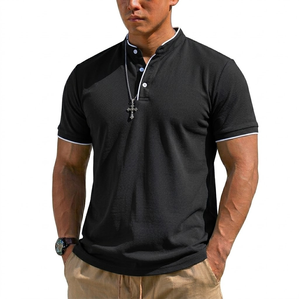 Summer Short Sleeve Henley Shi - Men Fashion Upper review and price