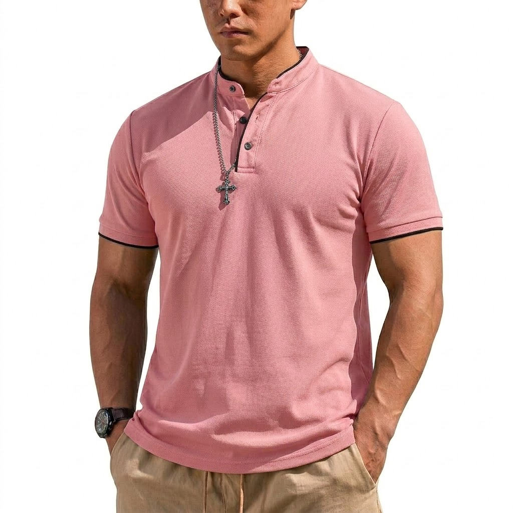 Summer Short Sleeve Henley Shi - Men Fashion Upper review and price